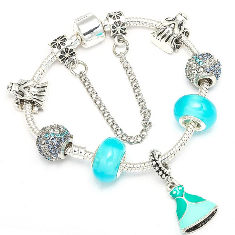 Blue beaded bracelet with diamonds, blue fairy beaded bracelet
